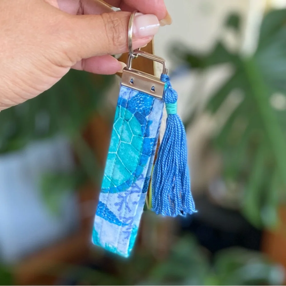 Blue and‎ Green Key Holder with Tassel